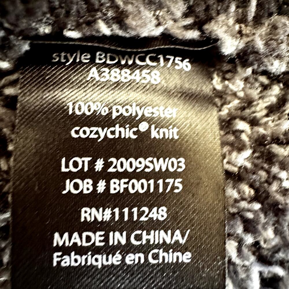 Barefoot Dreams CozyChic Seaside Sweater Crew Pullover Camo Black Gray Medium - Picture 4 of 5